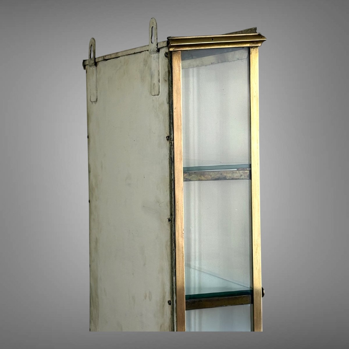 VITRINE ANCIENNE DE MAGASIN EN LAITON / VERRE ET MIROIR DE LA FIN DU XIX eme-photo-6