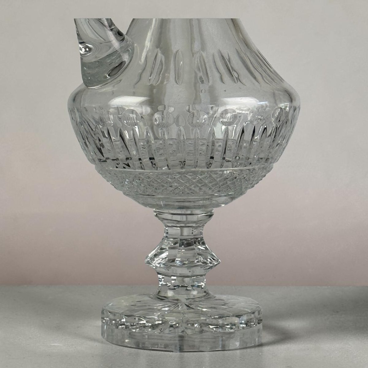 Large Antique Cut-crystal Decanter / Jug, 43 Cm Tall / 2.6 Kg-photo-6