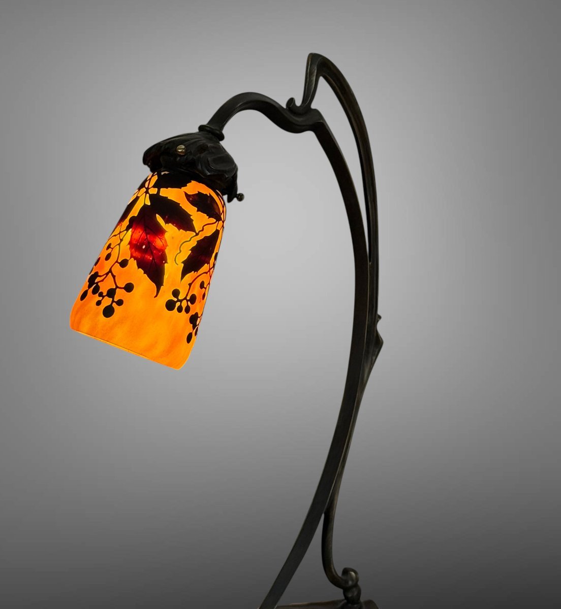 PAIRE DE LAMPES " DAUM NANCY " TULIPES SIGNÉES D' EPOQUE ART NOUVEAU-photo-2