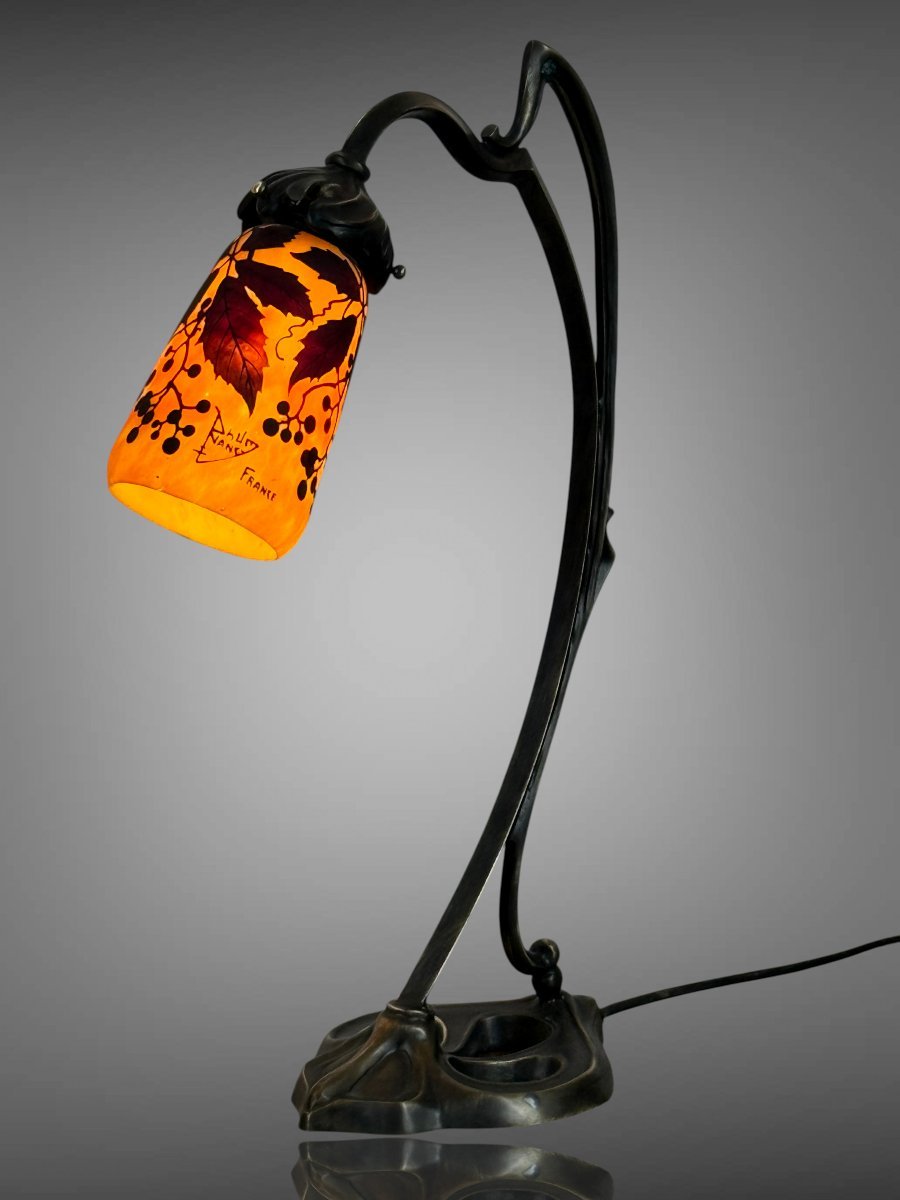 PAIRE DE LAMPES " DAUM NANCY " TULIPES SIGNÉES D' EPOQUE ART NOUVEAU-photo-4