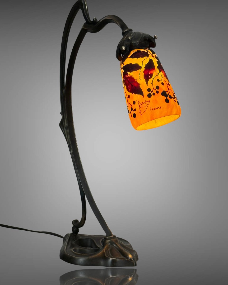 PAIRE DE LAMPES " DAUM NANCY " TULIPES SIGNÉES D' EPOQUE ART NOUVEAU-photo-5
