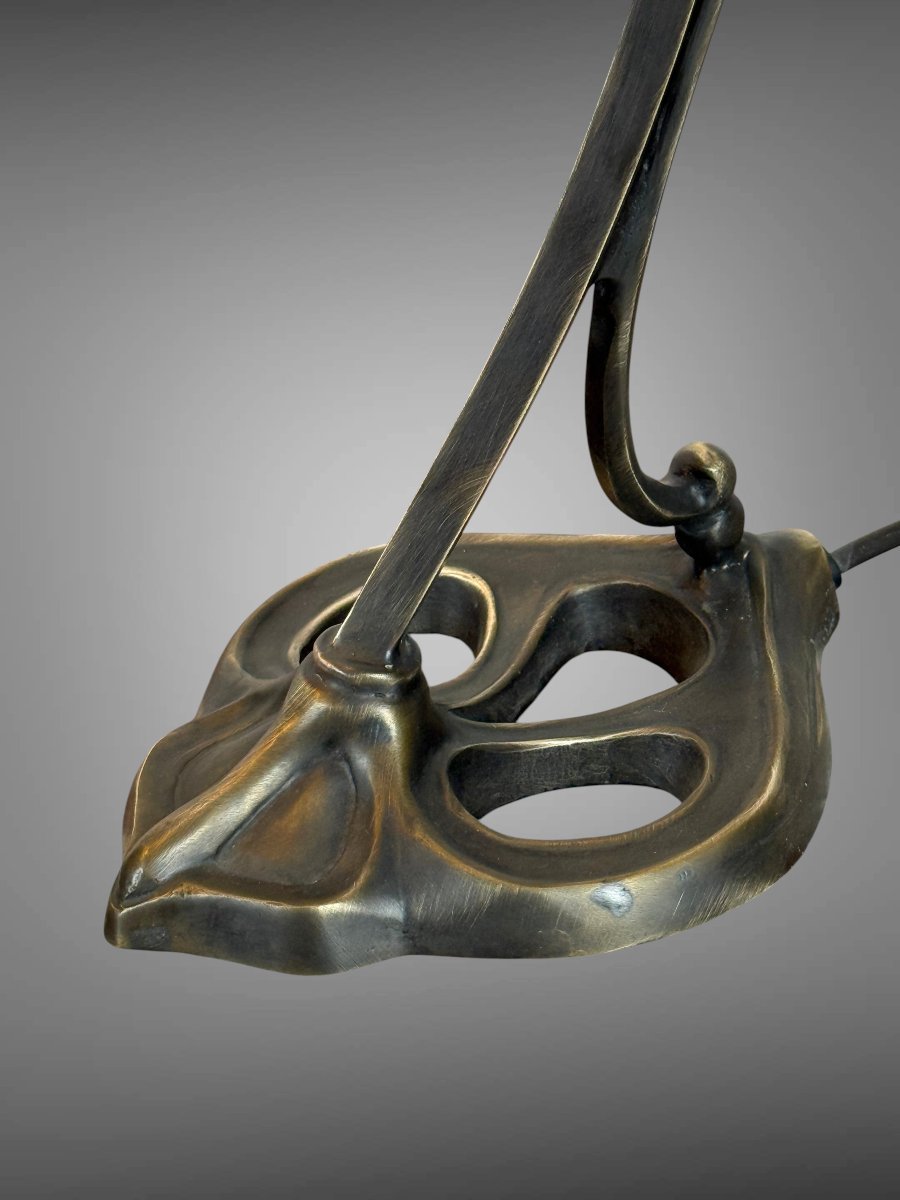 PAIRE DE LAMPES " DAUM NANCY " TULIPES SIGNÉES D' EPOQUE ART NOUVEAU-photo-6