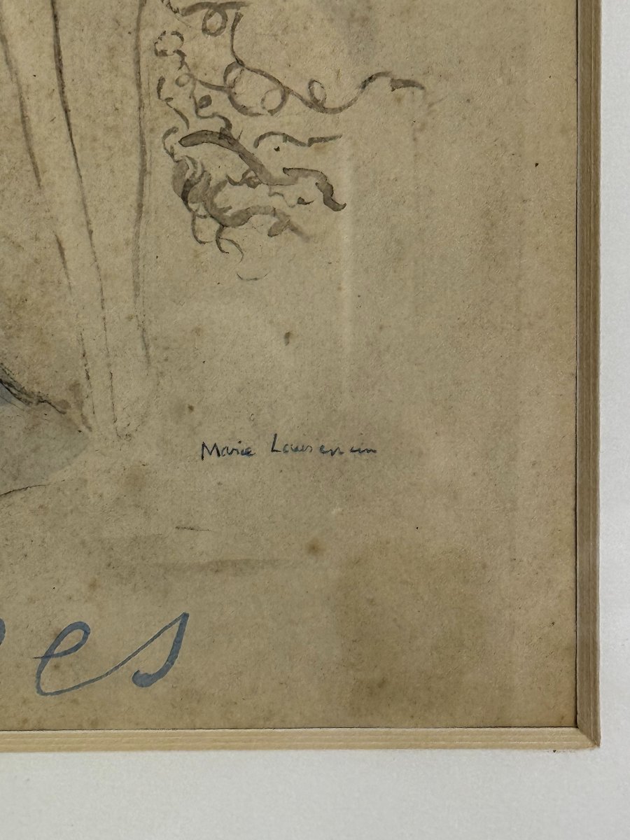 LITHOGRAPHIE REHAUSSÉE A AQUARELLE DE MARIE LAURENCIN 1883-1956 " LES BICHES "-photo-2