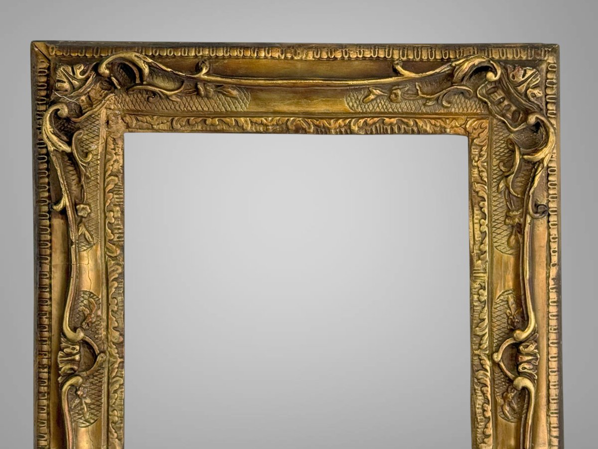 Antique Wood And Gilded Stucco Frame In The Lxv Style For A Painting, 41.5 Cm X 34 Cm-photo-1