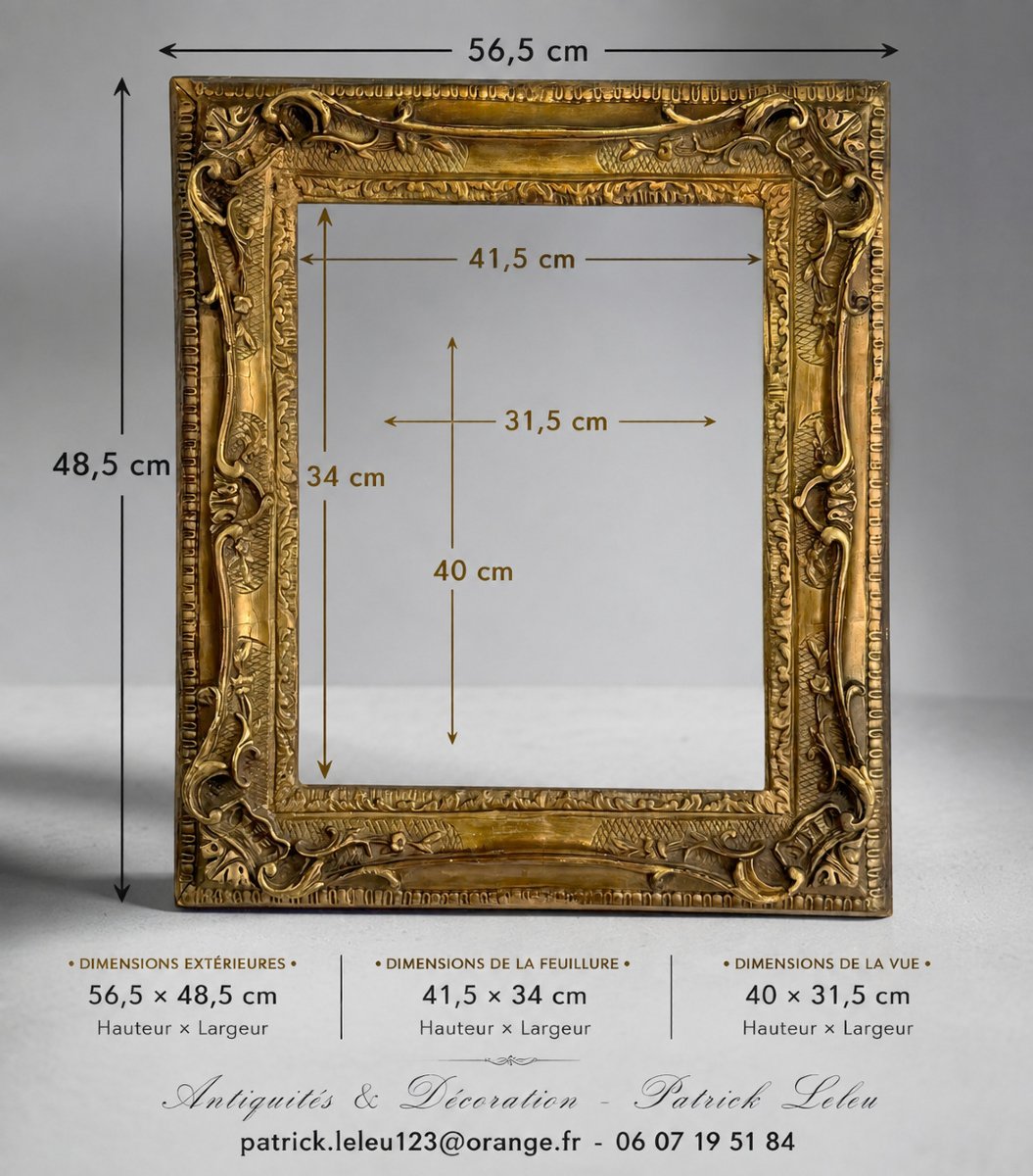 Antique Wood And Gilded Stucco Frame In The Lxv Style For A Painting, 41.5 Cm X 34 Cm-photo-2