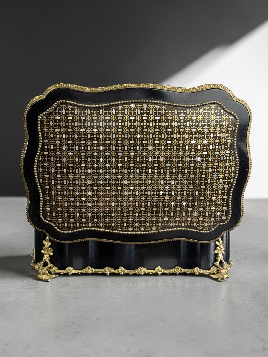 Napoleon III Jewelry Box Signed "maison Boissier" In Queen's Marquetry-photo-5