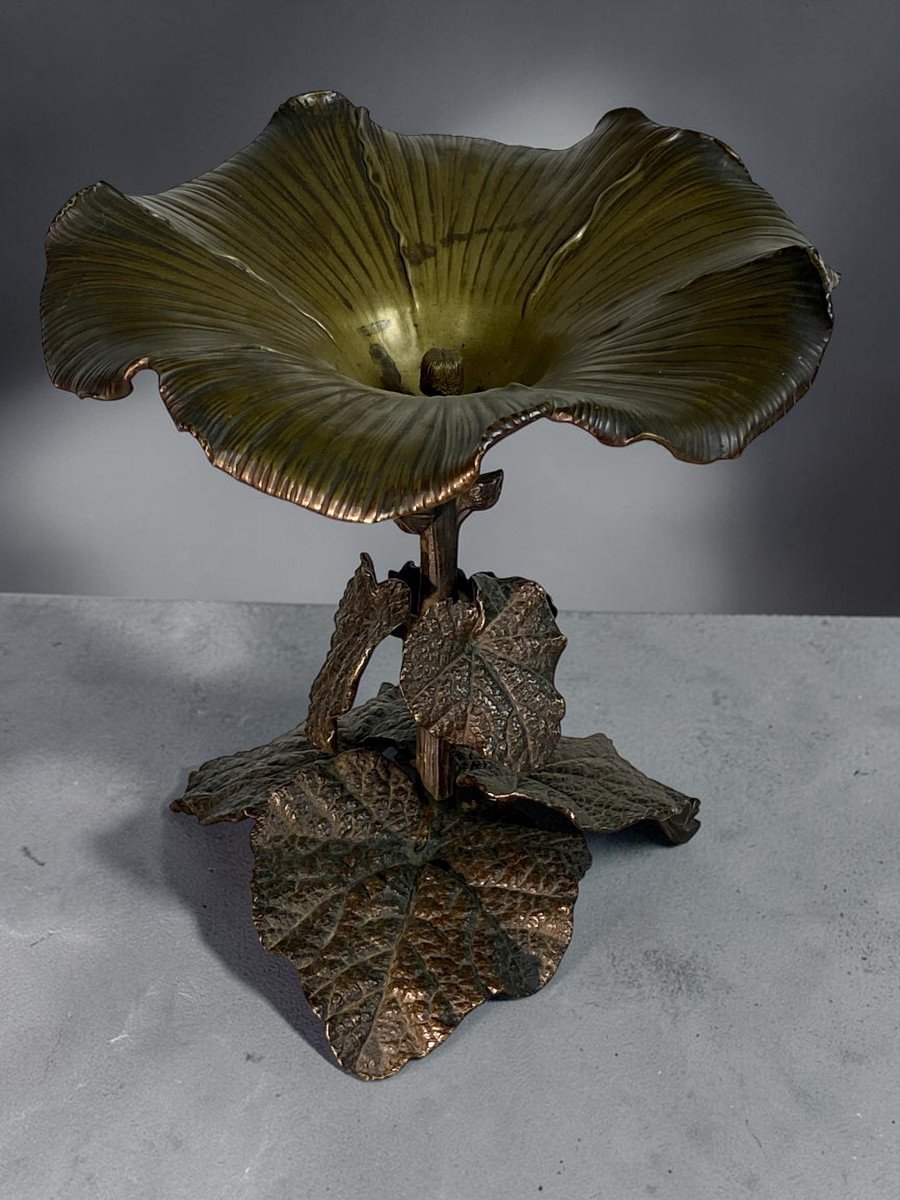 PAIRE DE COUPES EN BRONZE PATINÉ A DECOR VEGETAL – SUSSE FRERES- ART NOUVEAU-photo-8