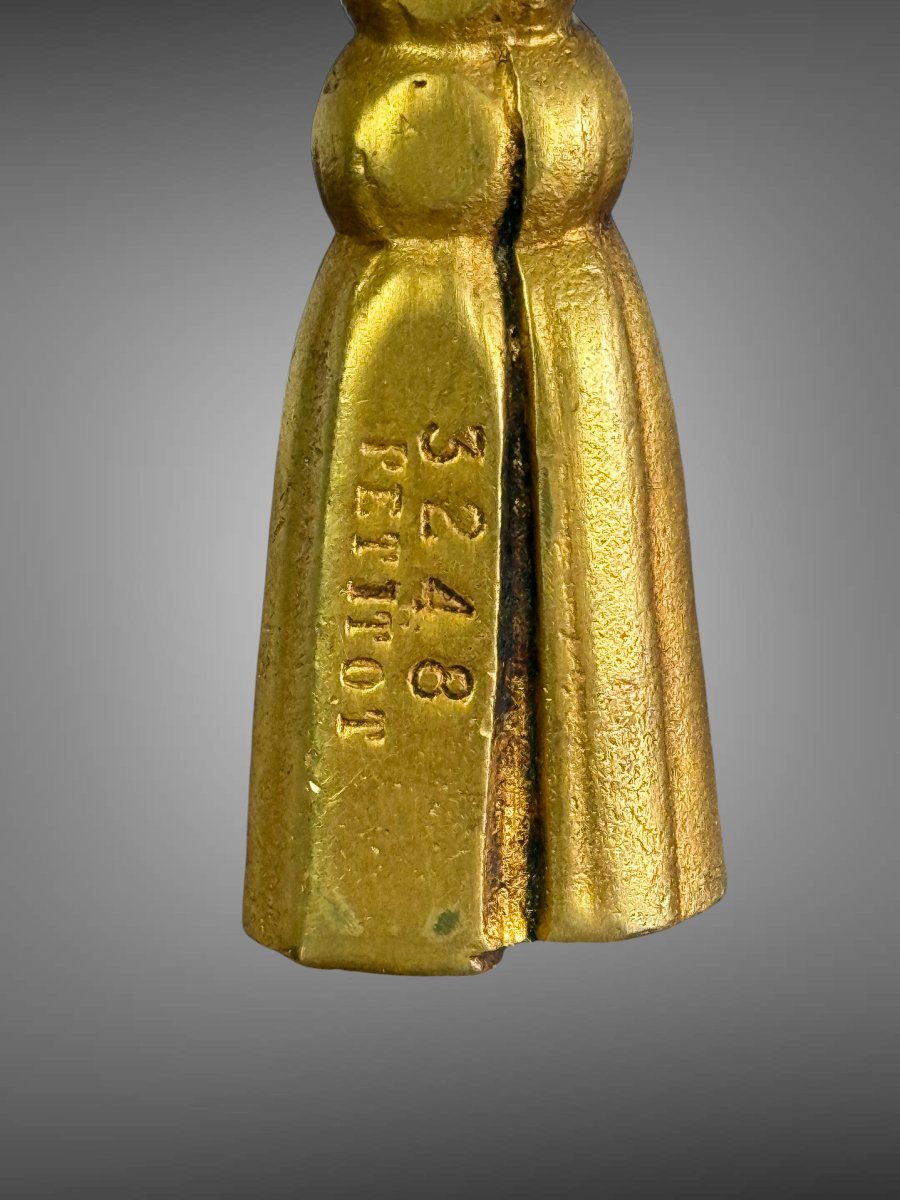 PAIRE D'APPLIQUES  EN BRONZE DORÉ AVEC MIROIR CONVEXE SIGNÉE PETITOT DES ANNÉES 30-photo-7