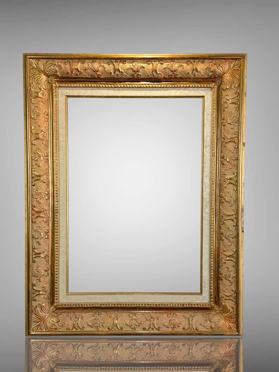 CADRE ANCIEN EN BOIS ET STUC DORÉ DE STYLE LXV POUR PEINTURE 56 cm x 39 cm 10P-photo-2