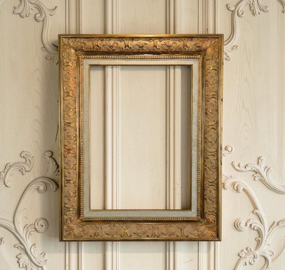 CADRE ANCIEN EN BOIS ET STUC DORÉ DE STYLE LXV POUR PEINTURE 56 cm x 39 cm 10P-photo-4