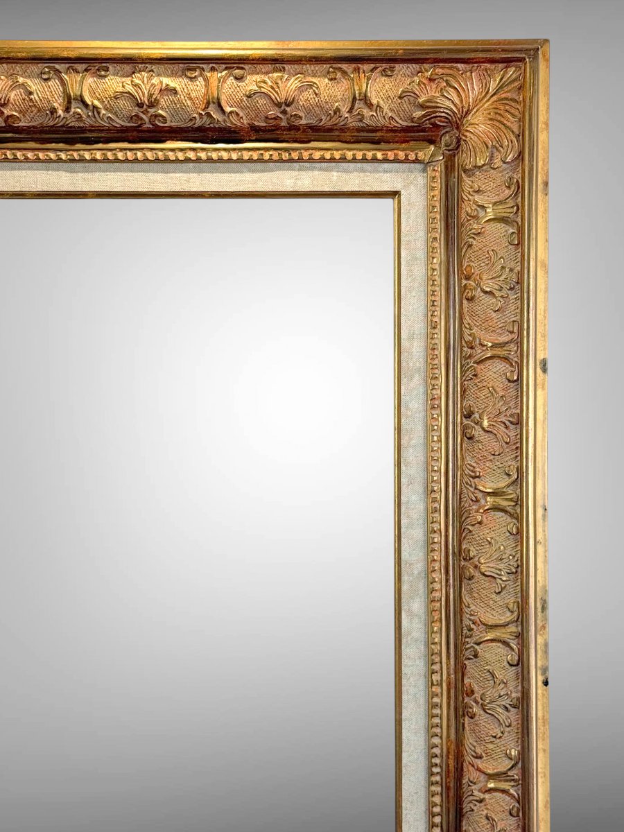 CADRE ANCIEN EN BOIS ET STUC DORÉ DE STYLE LXV POUR PEINTURE 56 cm x 39 cm 10P-photo-2