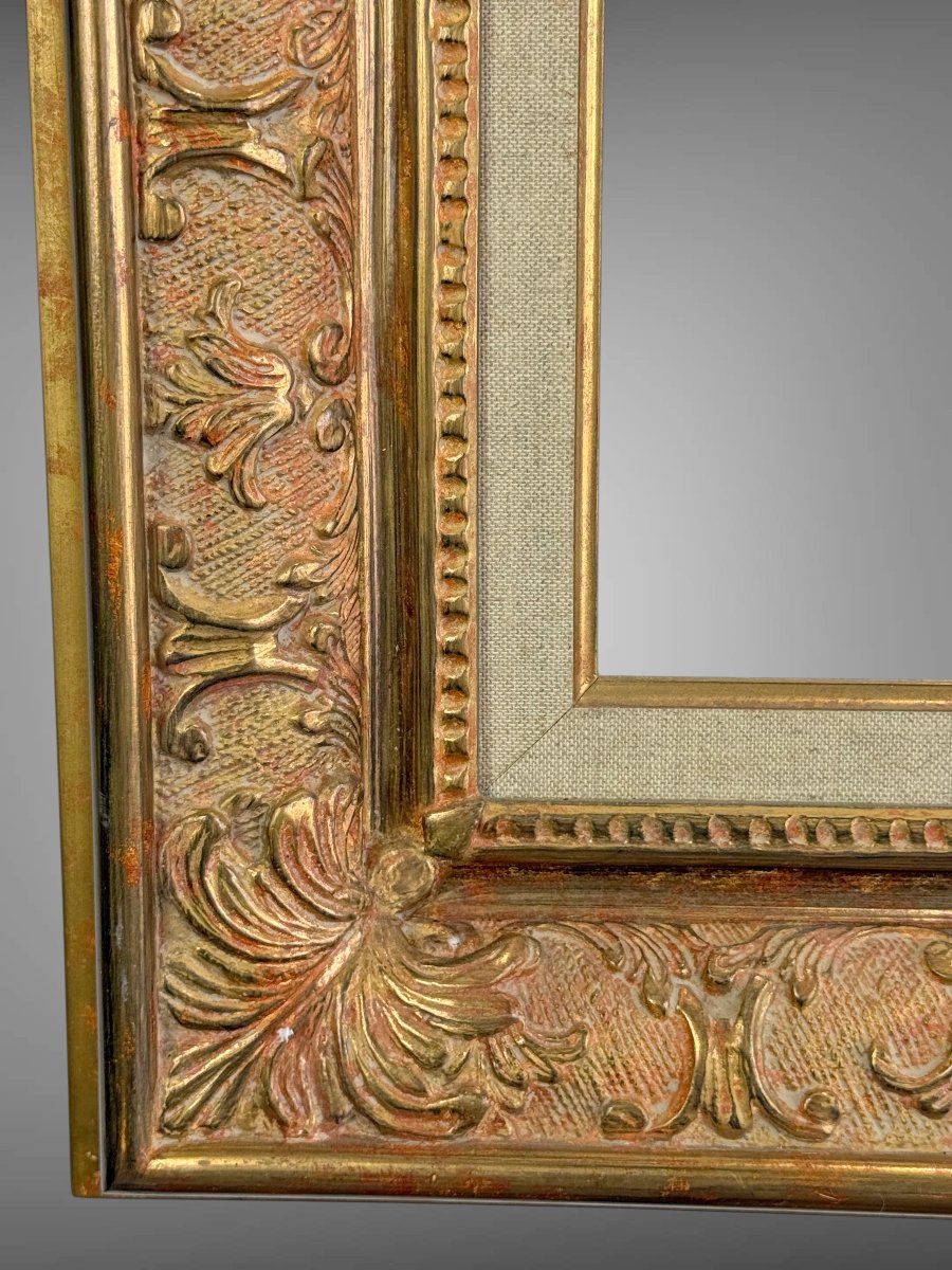 CADRE ANCIEN EN BOIS ET STUC DORÉ DE STYLE LXV POUR PEINTURE 56 cm x 39 cm 10P-photo-7