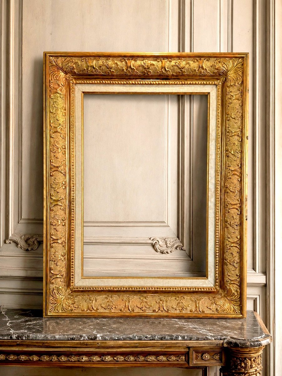 CADRE ANCIEN EN BOIS ET STUC DORÉ DE STYLE LXV POUR PEINTURE 56 cm x 39 cm 10P