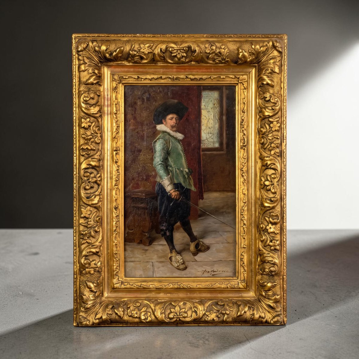 Painting / Oil On Mahogany Panel, Signed "alex De Andreis (1871–1939)"-photo-3