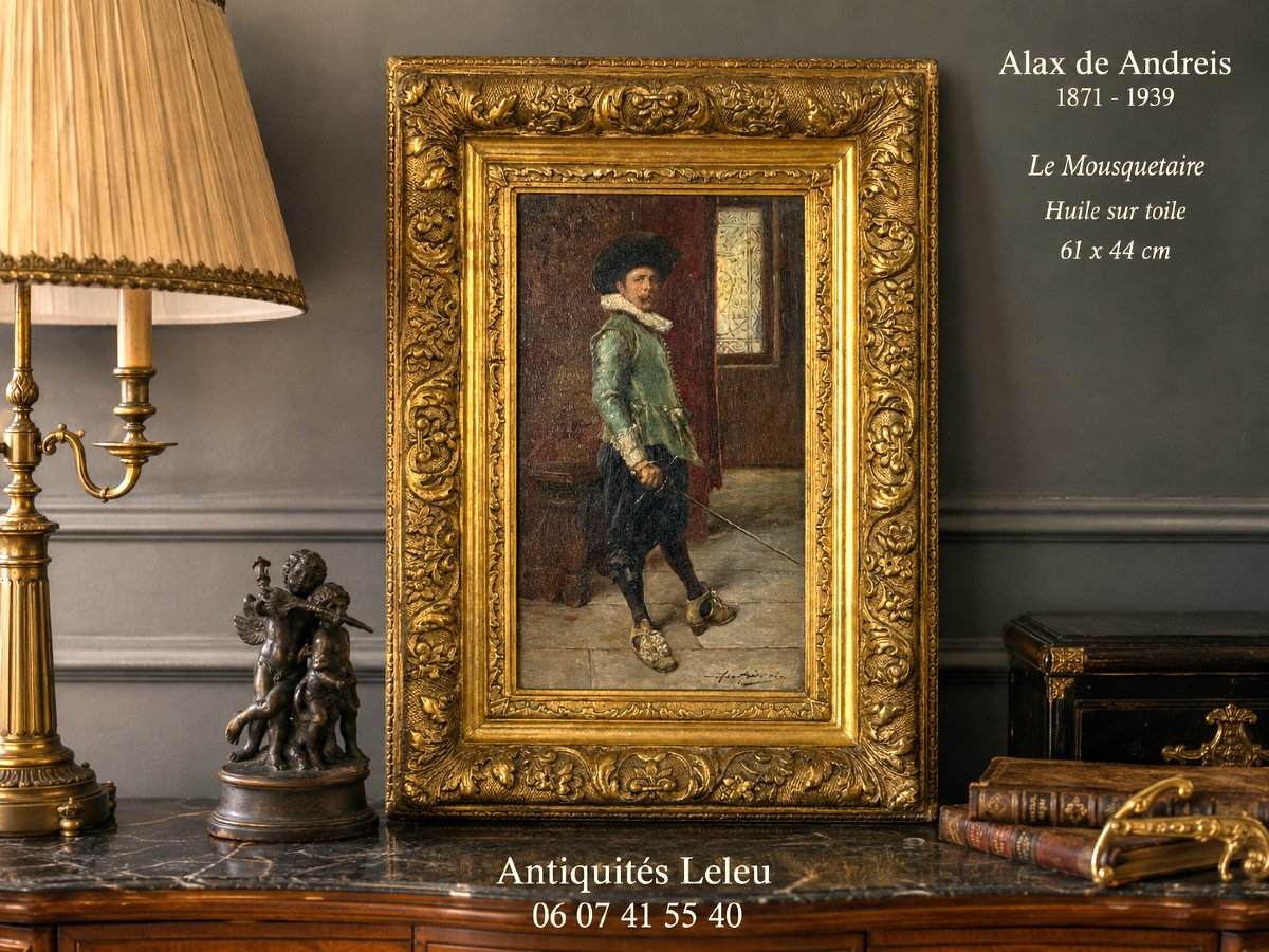 Painting / Oil On Mahogany Panel, Signed "alex De Andreis (1871–1939)"-photo-4