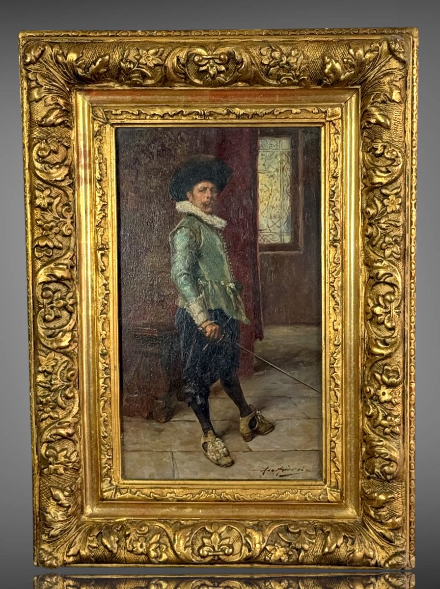 Painting / Oil On Mahogany Panel, Signed "alex De Andreis (1871–1939)"-photo-2