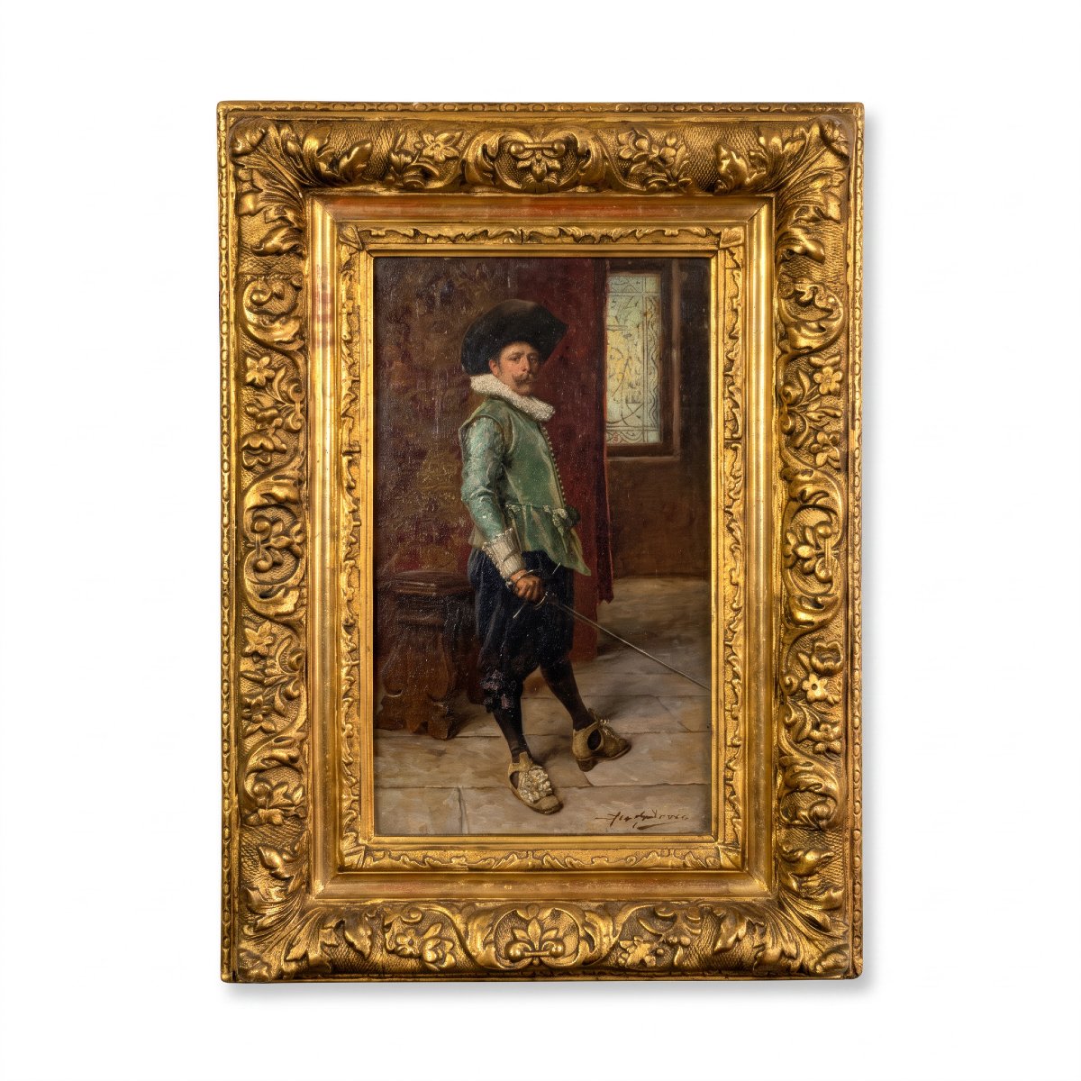 Painting / Oil On Mahogany Panel, Signed "alex De Andreis (1871–1939)"-photo-1
