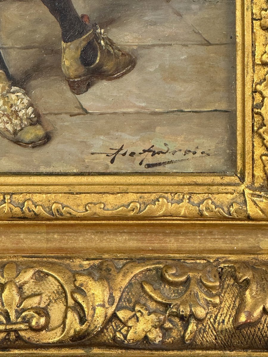 Painting / Oil On Mahogany Panel, Signed "alex De Andreis (1871–1939)"-photo-2