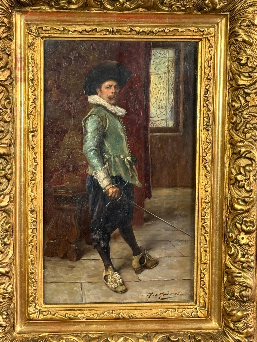Painting / Oil On Mahogany Panel, Signed "alex De Andreis (1871–1939)"-photo-5