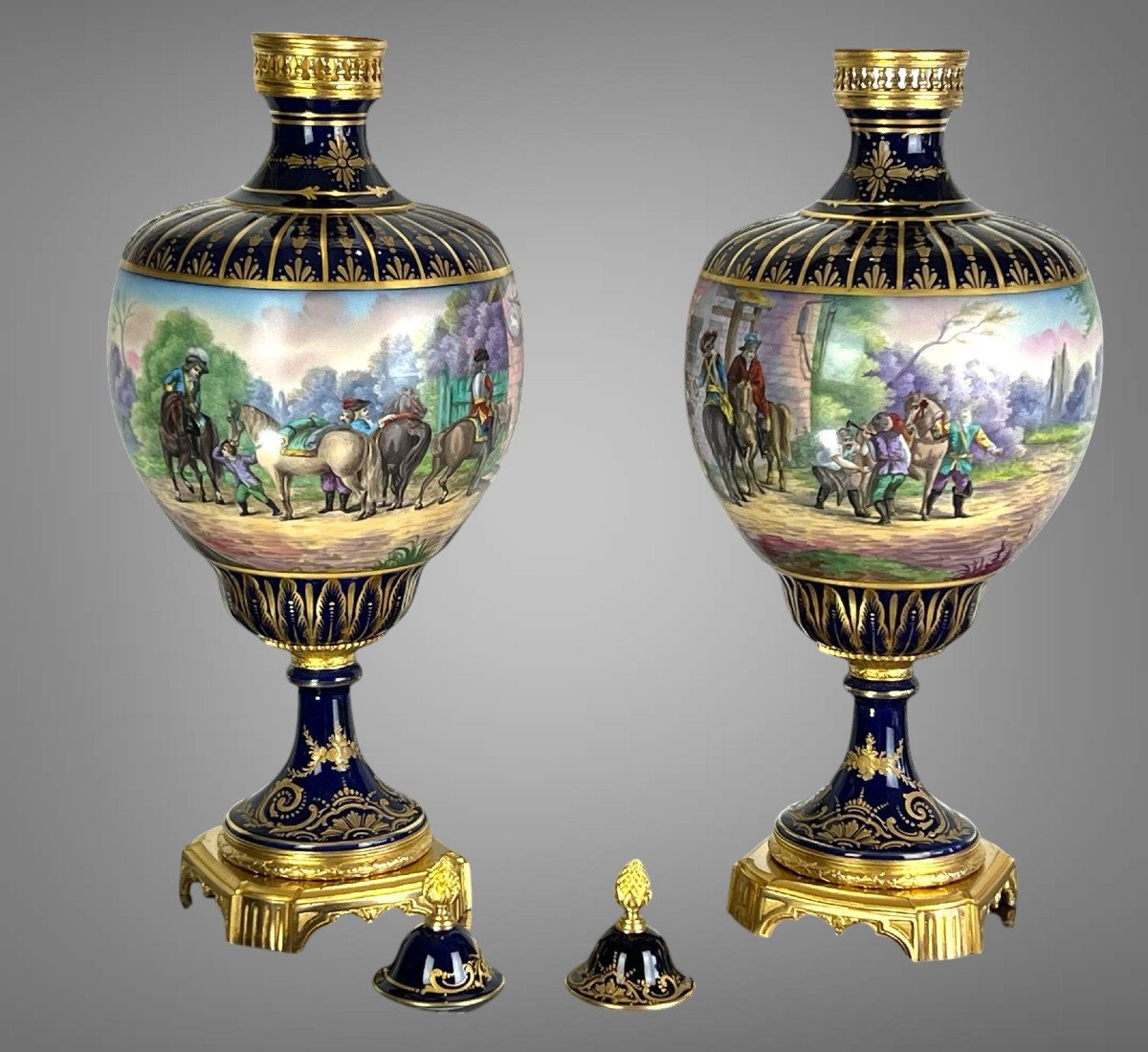 Large Pair Of Sevres Porcelain Vases With The Château Des Tuilleries Mark, 19th Century -photo-5