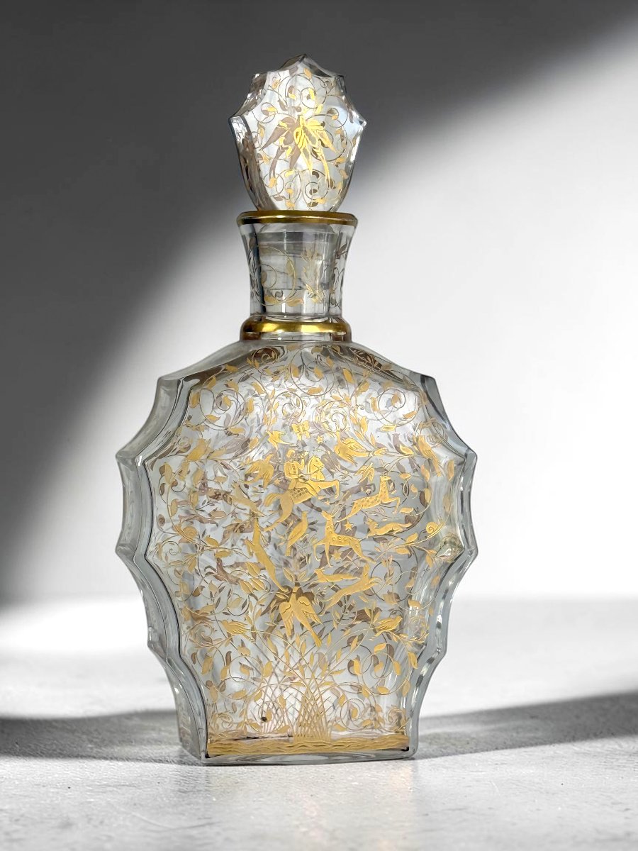 Pair Of Baccarat Decanters - “djeddah” Model – Engraved And Gilded Crystal – Circa 1946-photo-7