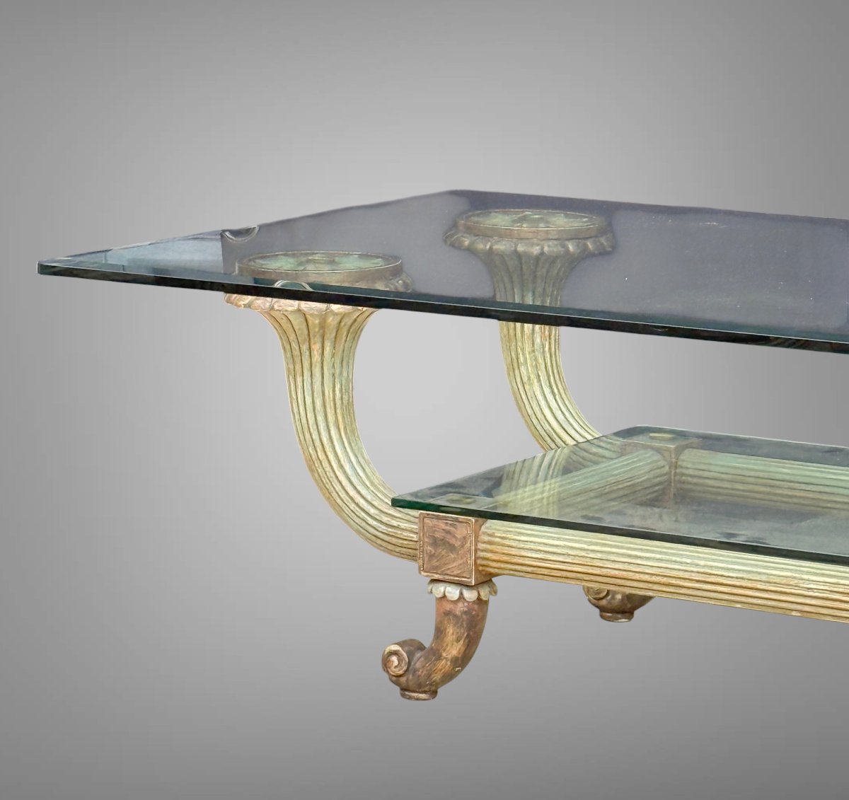 PAIRE DE GRANDE TABLES BASSES DES ANNÉES 70 " MODELE JANSEN " – BOIS POLYCHROME-photo-1