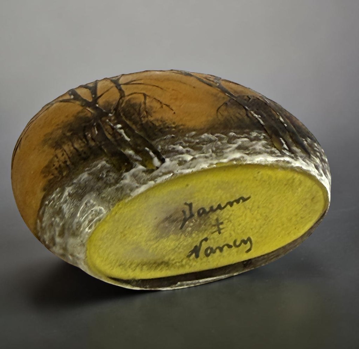 Daum Nancy – Miniature Vase With Winter Landscape Decor, Art Nouveau Period-photo-2