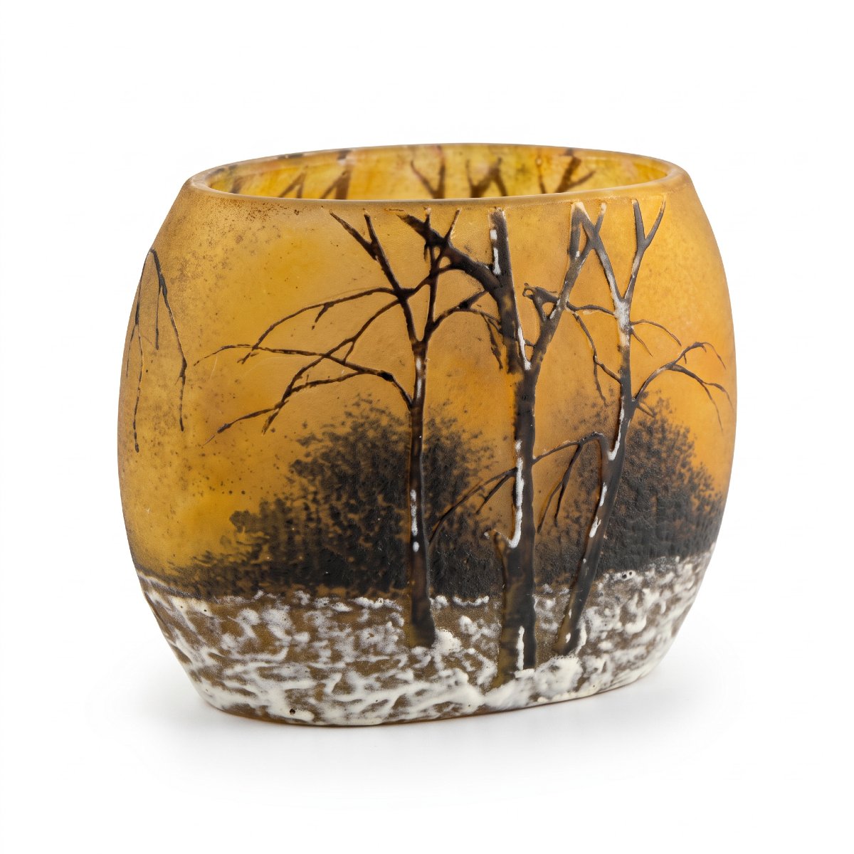 Daum Nancy – Miniature Vase With Winter Landscape Decor, Art Nouveau Period-photo-4
