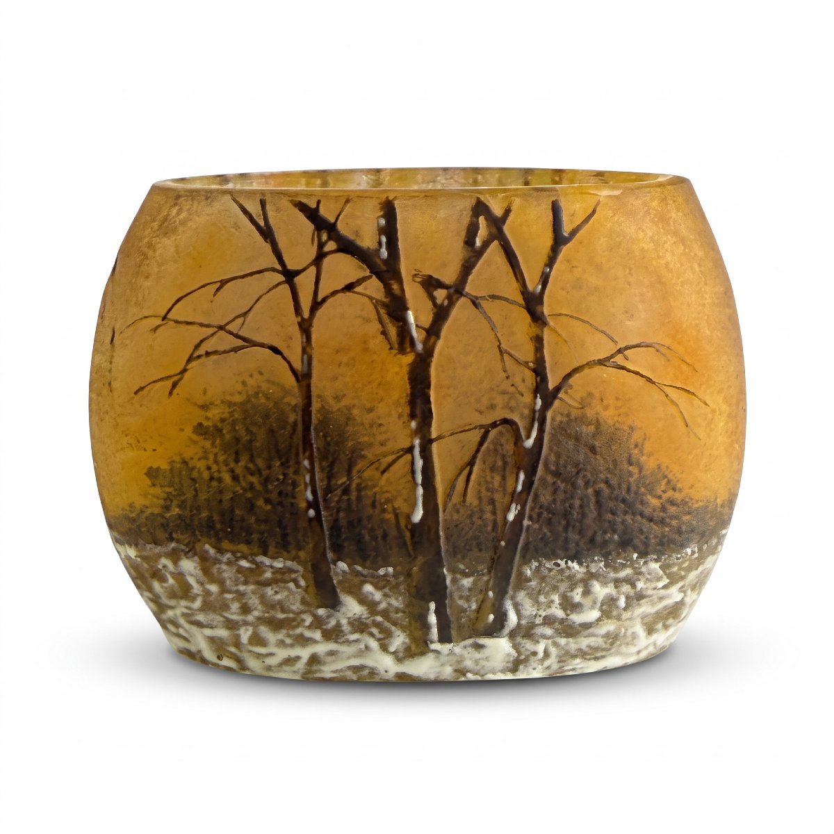 Daum Nancy – Miniature Vase With Winter Landscape Decor, Art Nouveau Period-photo-5