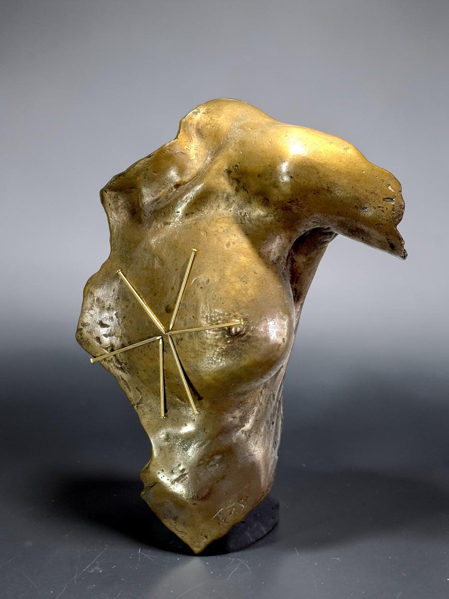 VASSILAKIS TAKIS (1925-2019) « MAGNETIC EVIDENCE » SCULPTURE EN BRONZE –-photo-3