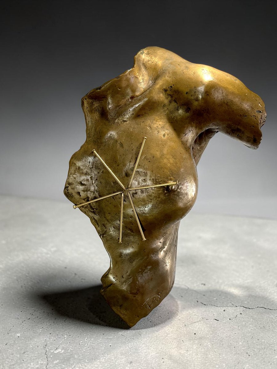 VASSILAKIS TAKIS (1925-2019) « MAGNETIC EVIDENCE » SCULPTURE EN BRONZE –-photo-1