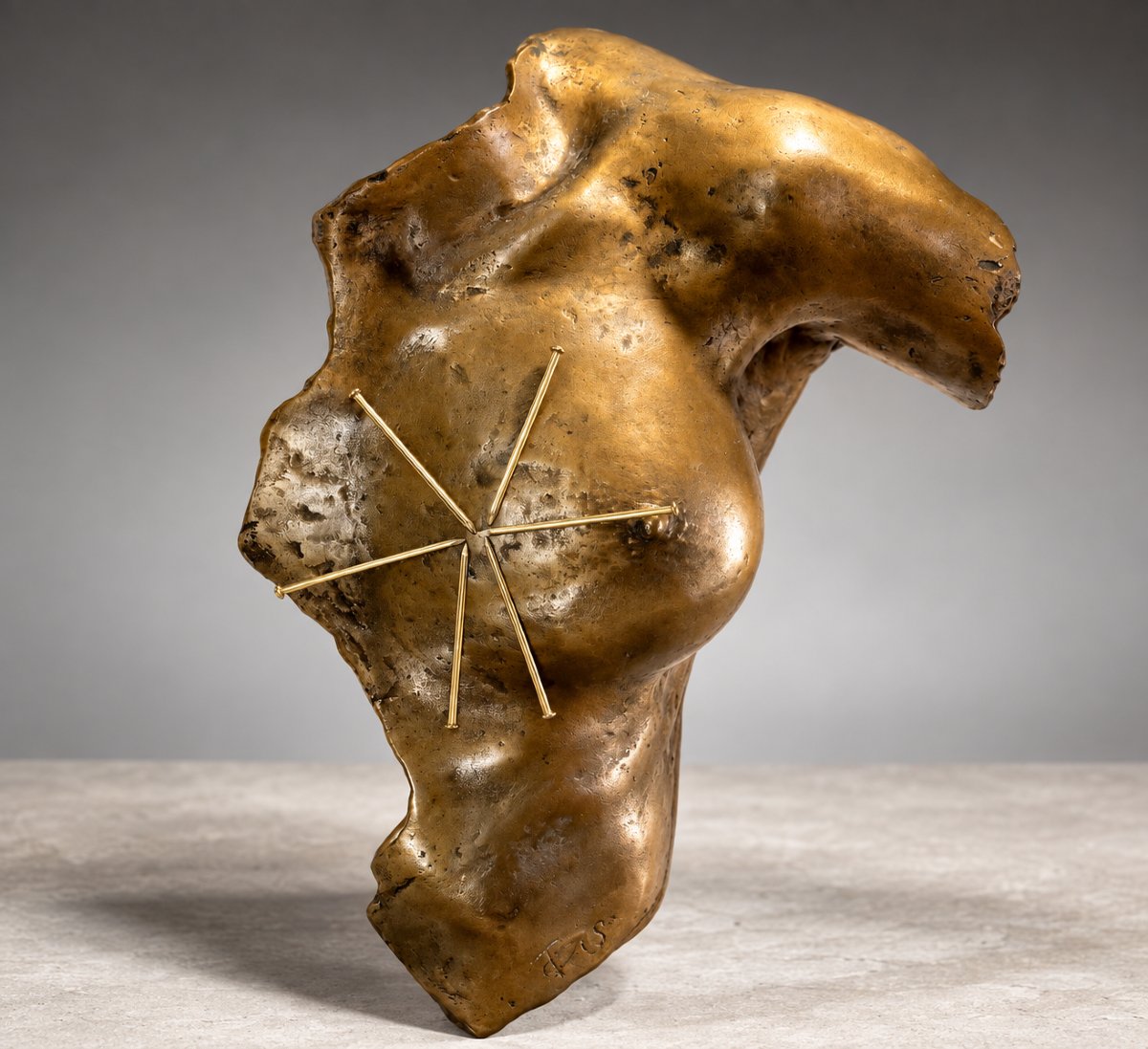VASSILAKIS TAKIS (1925-2019) « MAGNETIC EVIDENCE » SCULPTURE EN BRONZE –