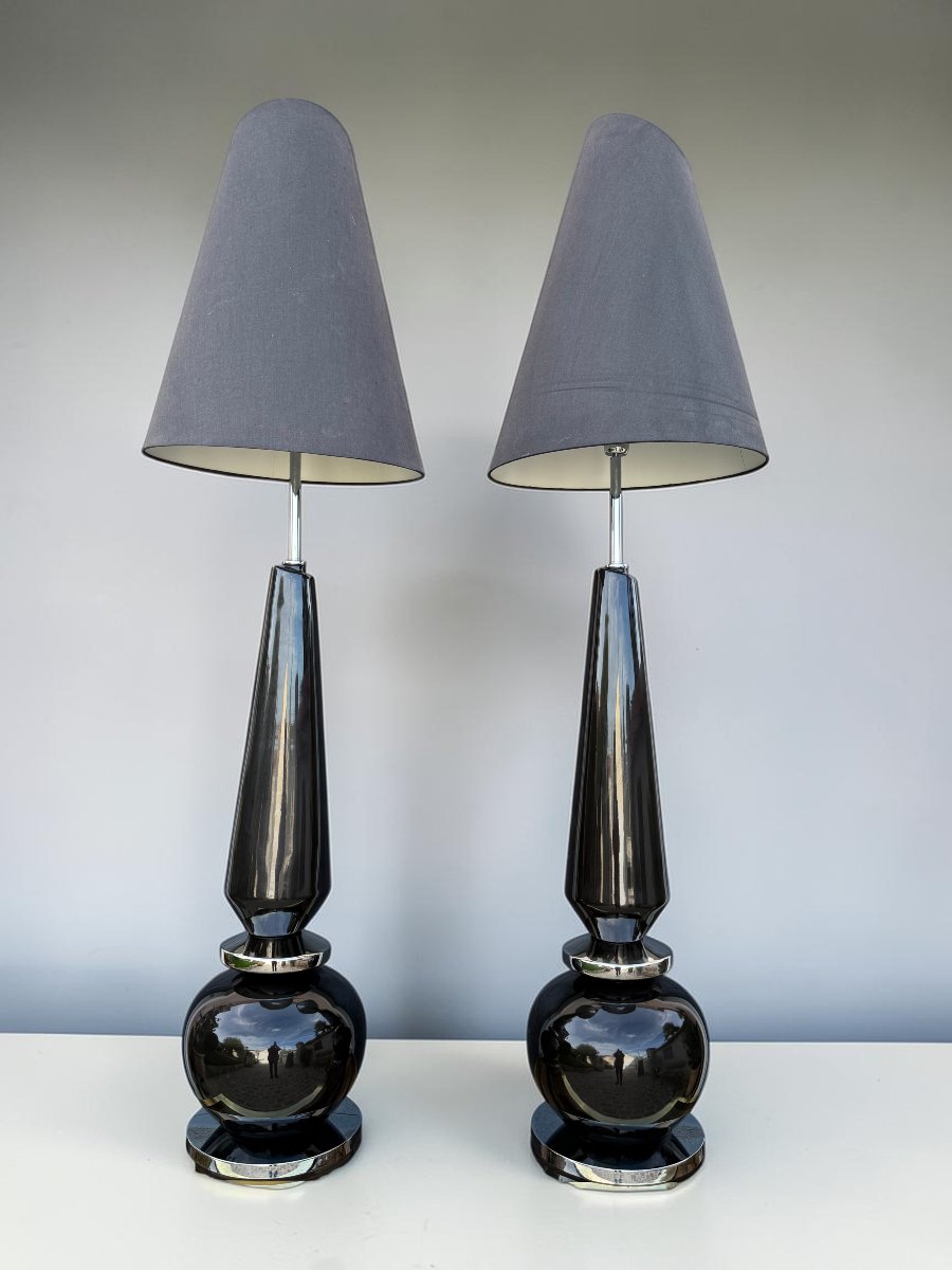 Pair Of Large Ceramic Lamps From Harrolds, 1970s-photo-2
