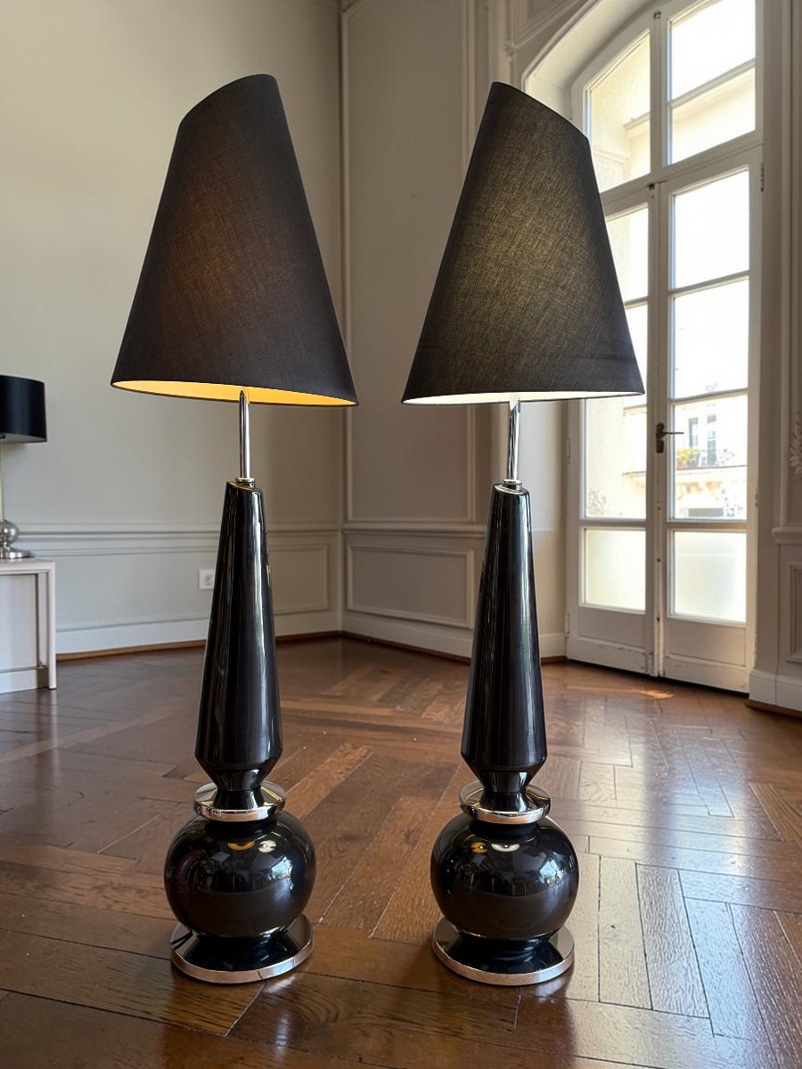 Pair Of Large Ceramic Lamps From Harrolds, 1970s-photo-8