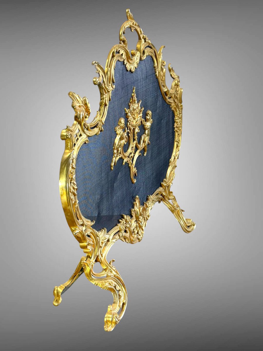 Gilded Bronze Fire Screen In The Louis XV Style – Napoleon III Period, Circa 1880-photo-3