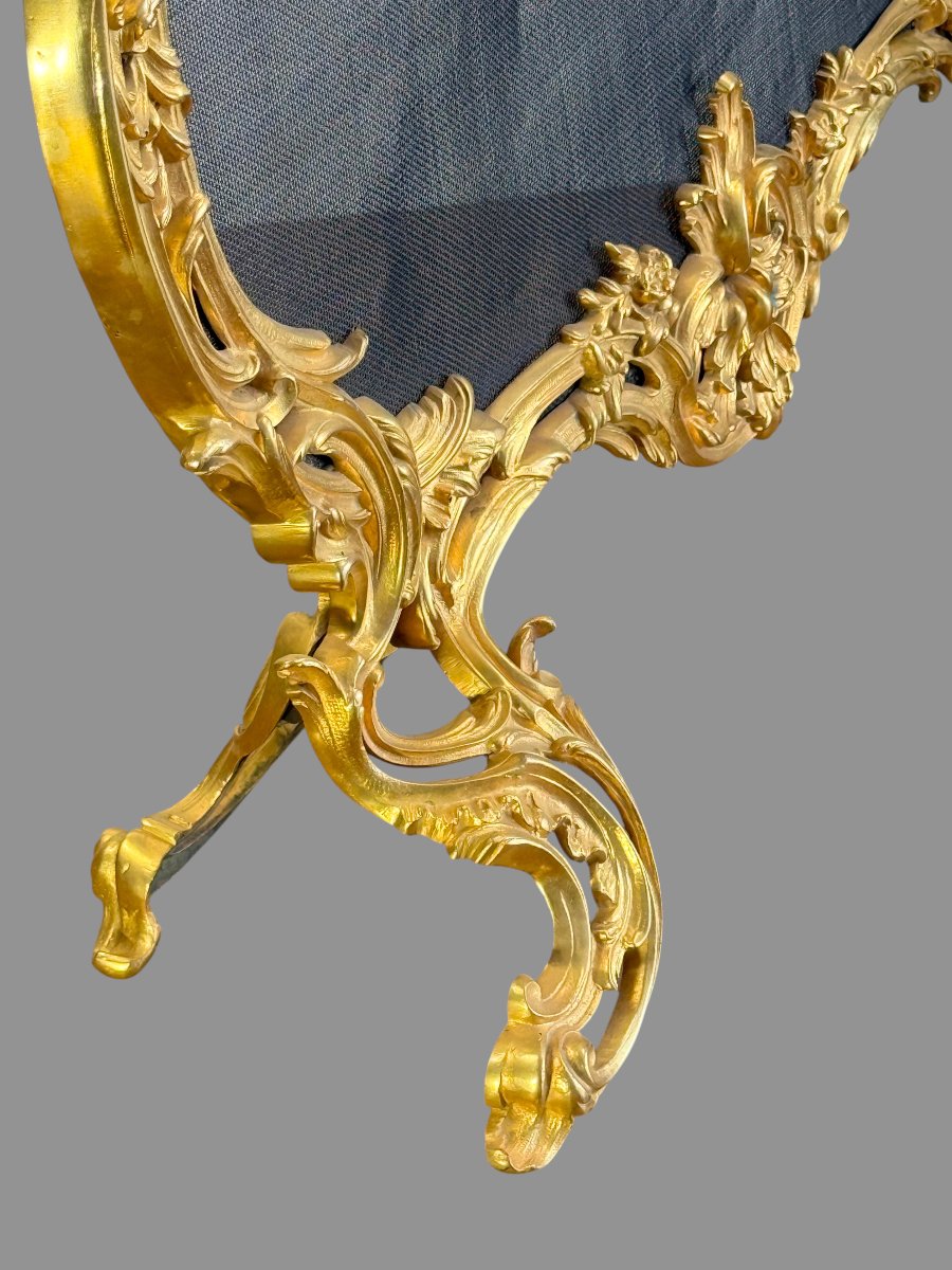 Gilded Bronze Fire Screen In The Louis XV Style – Napoleon III Period, Circa 1880-photo-4