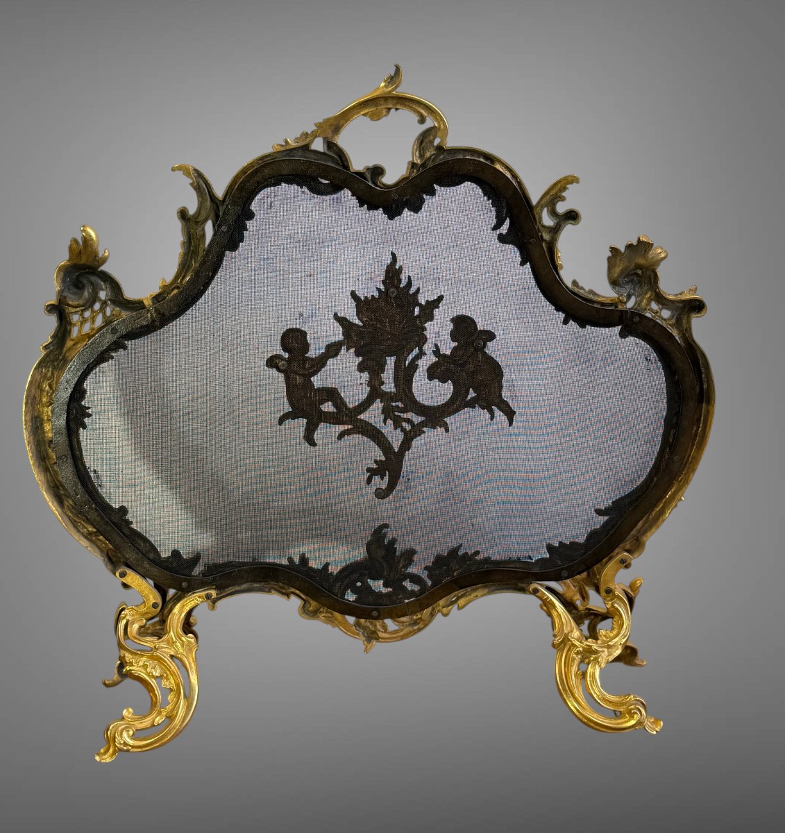 Gilded Bronze Fire Screen In The Louis XV Style – Napoleon III Period, Circa 1880-photo-5