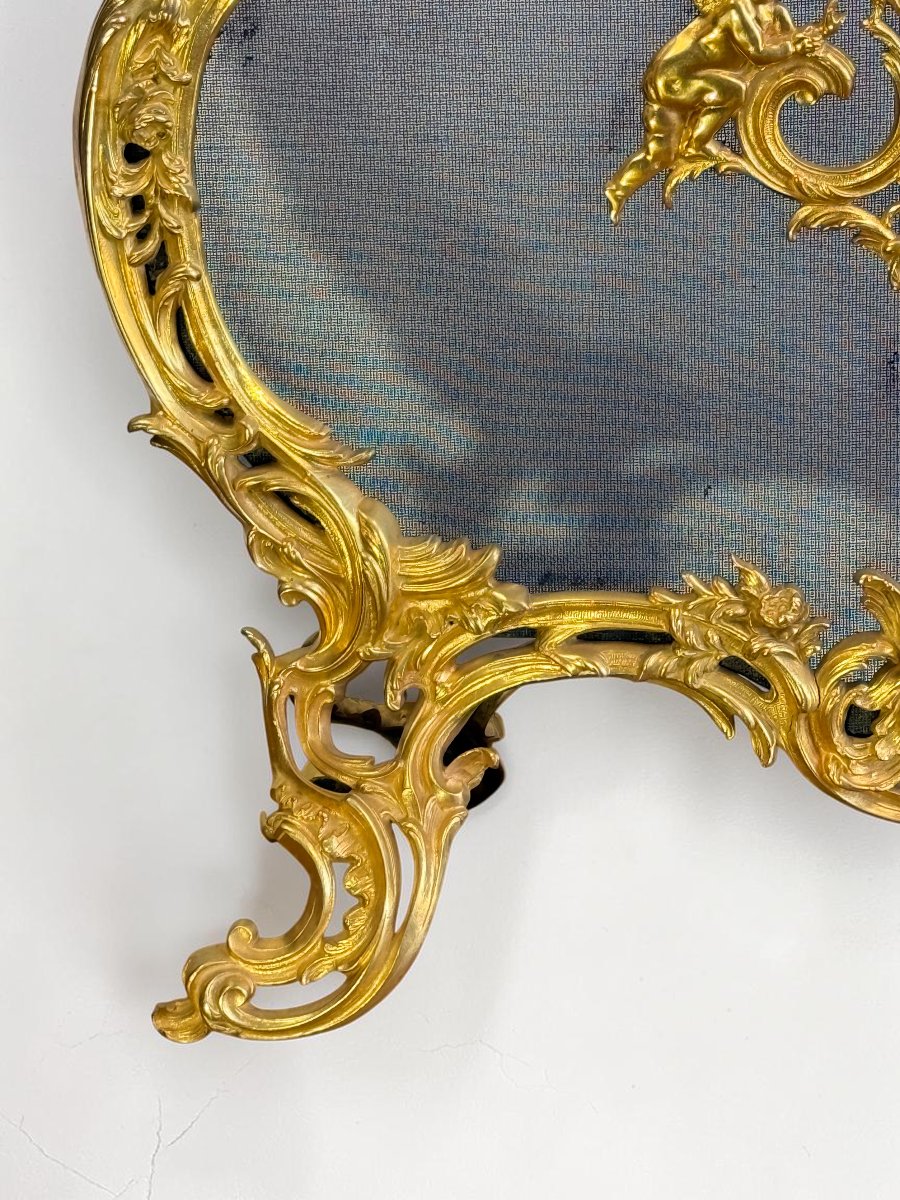 Gilded Bronze Fire Screen In The Louis XV Style – Napoleon III Period, Circa 1880-photo-6