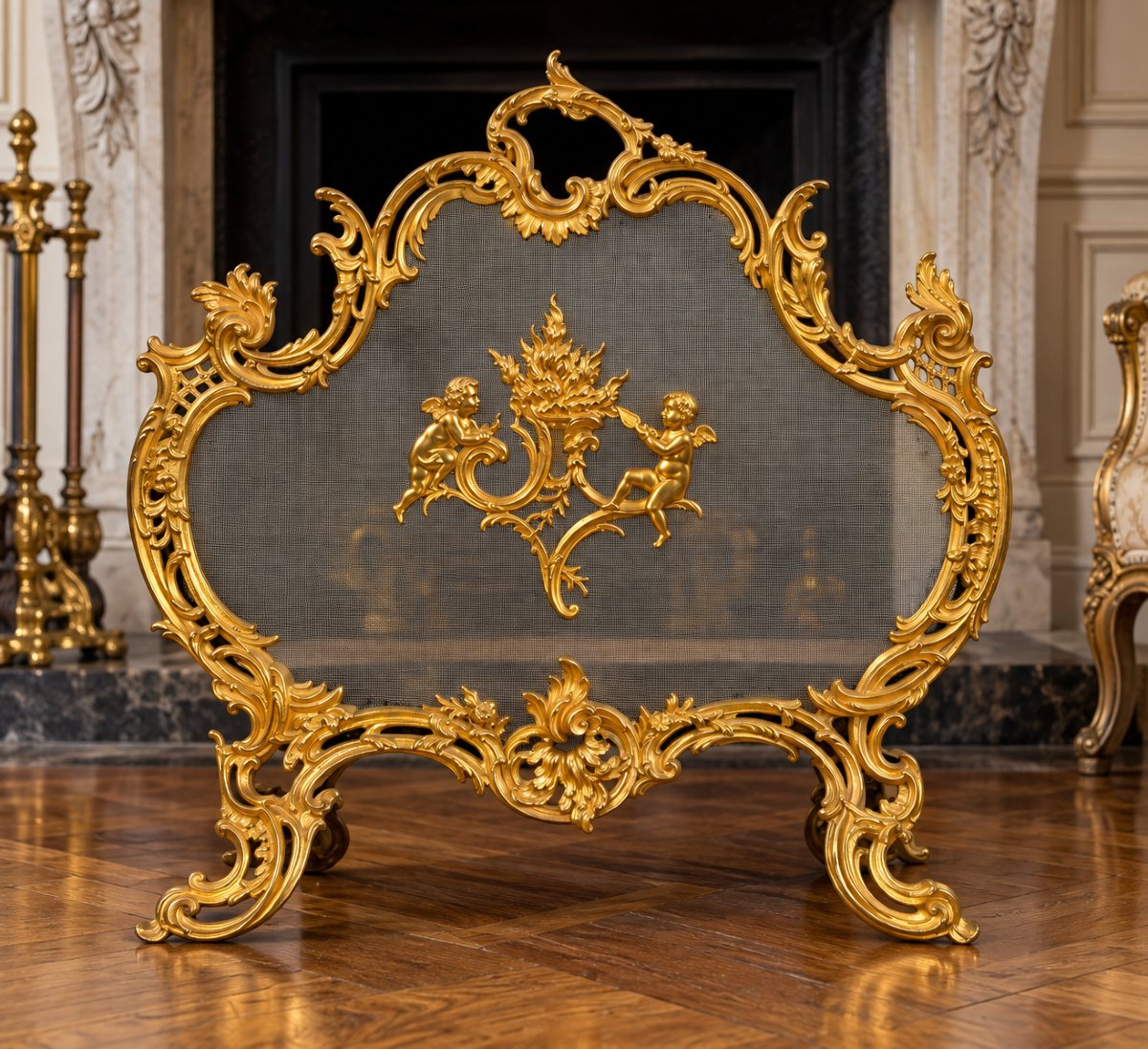 Gilded Bronze Fire Screen In The Louis XV Style – Napoleon III Period, Circa 1880