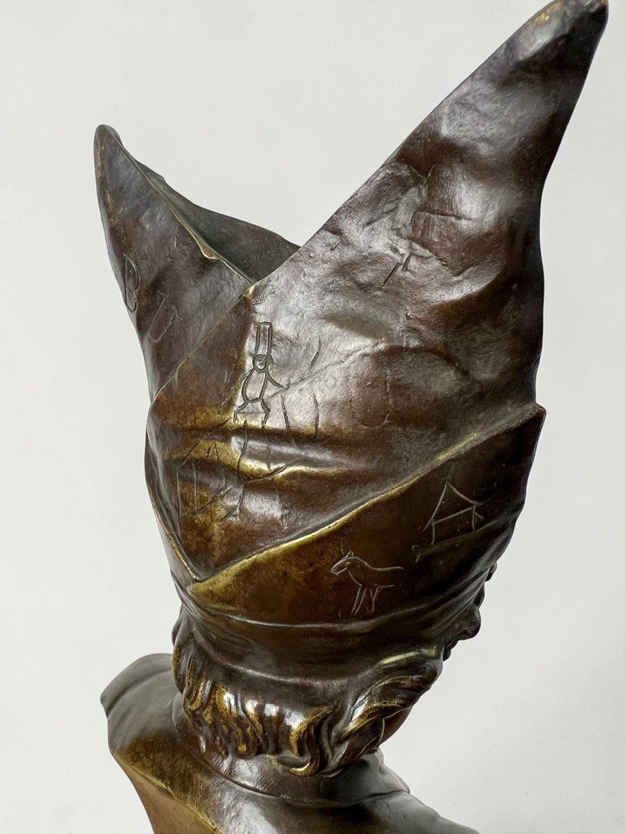 19th-century Antique Bronze "the Donkey's Cap: Penance" Based On A Work By Nicolas Lecornet-photo-2