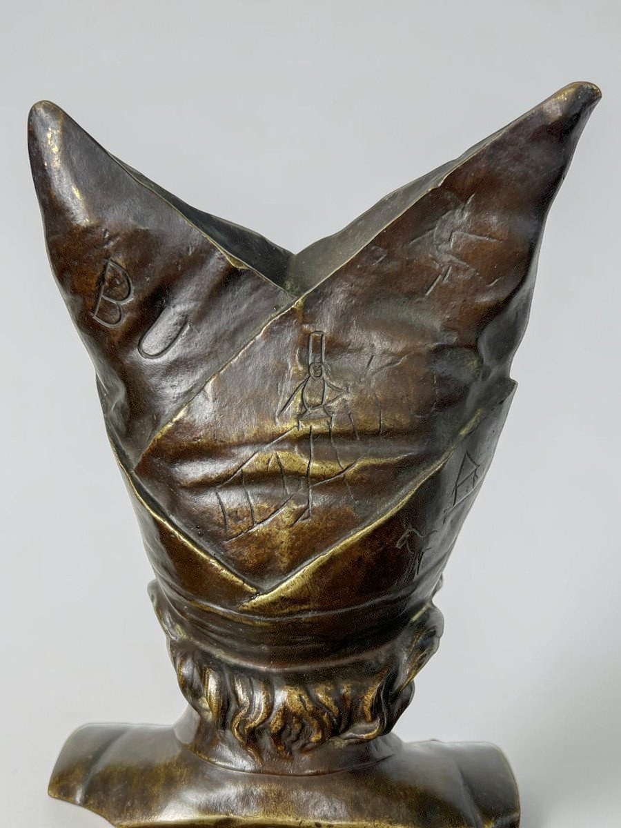 19th-century Antique Bronze "the Donkey's Cap: Penance" Based On A Work By Nicolas Lecornet-photo-3