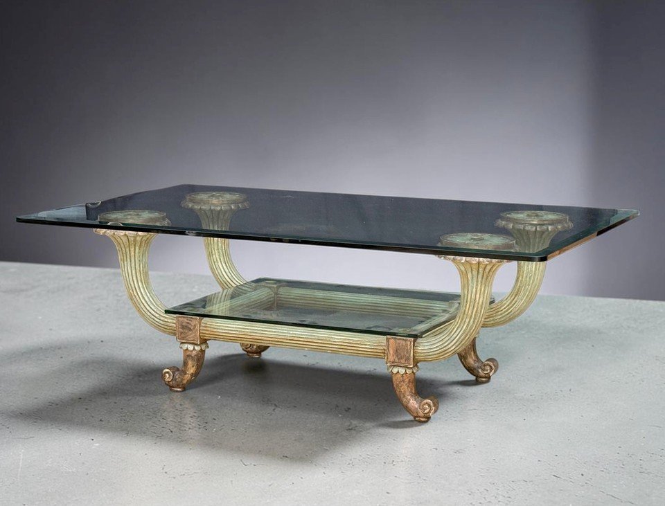 PAIRE DE GRANDE TABLES BASSES DES ANNÉES 70 " MODELE JANSEN " – BOIS POLYCHROME-photo-1