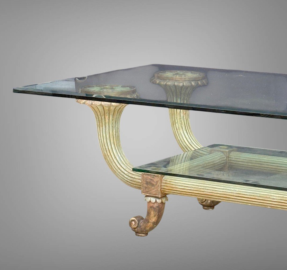 PAIRE DE GRANDE TABLES BASSES DES ANNÉES 70 " MODELE JANSEN " – BOIS POLYCHROME-photo-3
