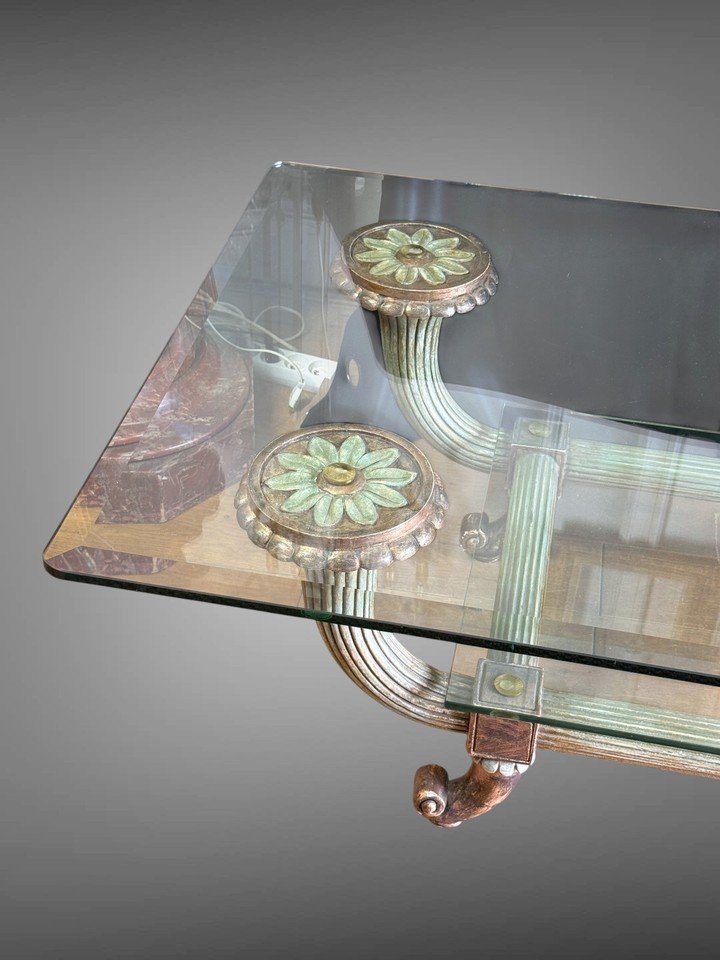 PAIRE DE GRANDE TABLES BASSES DES ANNÉES 70 " MODELE JANSEN " – BOIS POLYCHROME-photo-7