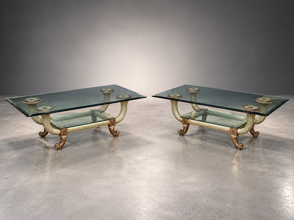 PAIRE DE GRANDE TABLES BASSES DES ANNÉES 70 " MODELE JANSEN " – BOIS POLYCHROME