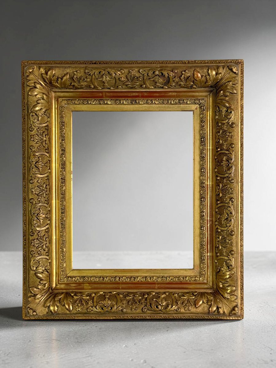 CADRE ANCIEN STYLE LOUIS XIV EN BOIS ET STUC DORÉ POUR PEINTURE 37 cm x 29 cm-photo-2