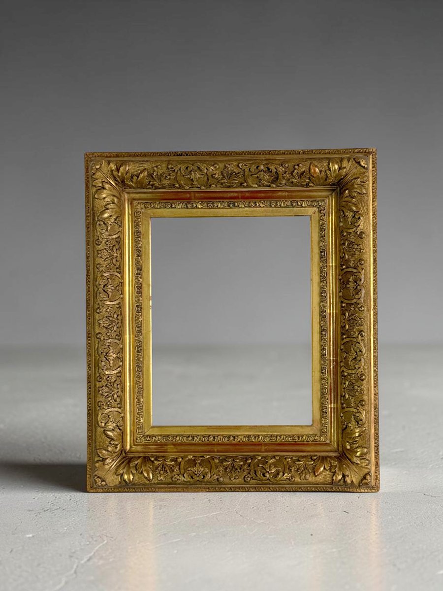 CADRE ANCIEN STYLE LOUIS XIV EN BOIS ET STUC DORÉ POUR PEINTURE 37 cm x 29 cm-photo-4