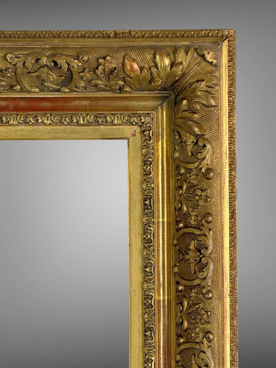 CADRE ANCIEN STYLE LOUIS XIV EN BOIS ET STUC DORÉ POUR PEINTURE 37 cm x 29 cm-photo-1