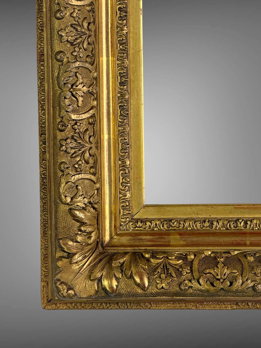 CADRE ANCIEN STYLE LOUIS XIV EN BOIS ET STUC DORÉ POUR PEINTURE 37 cm x 29 cm-photo-2