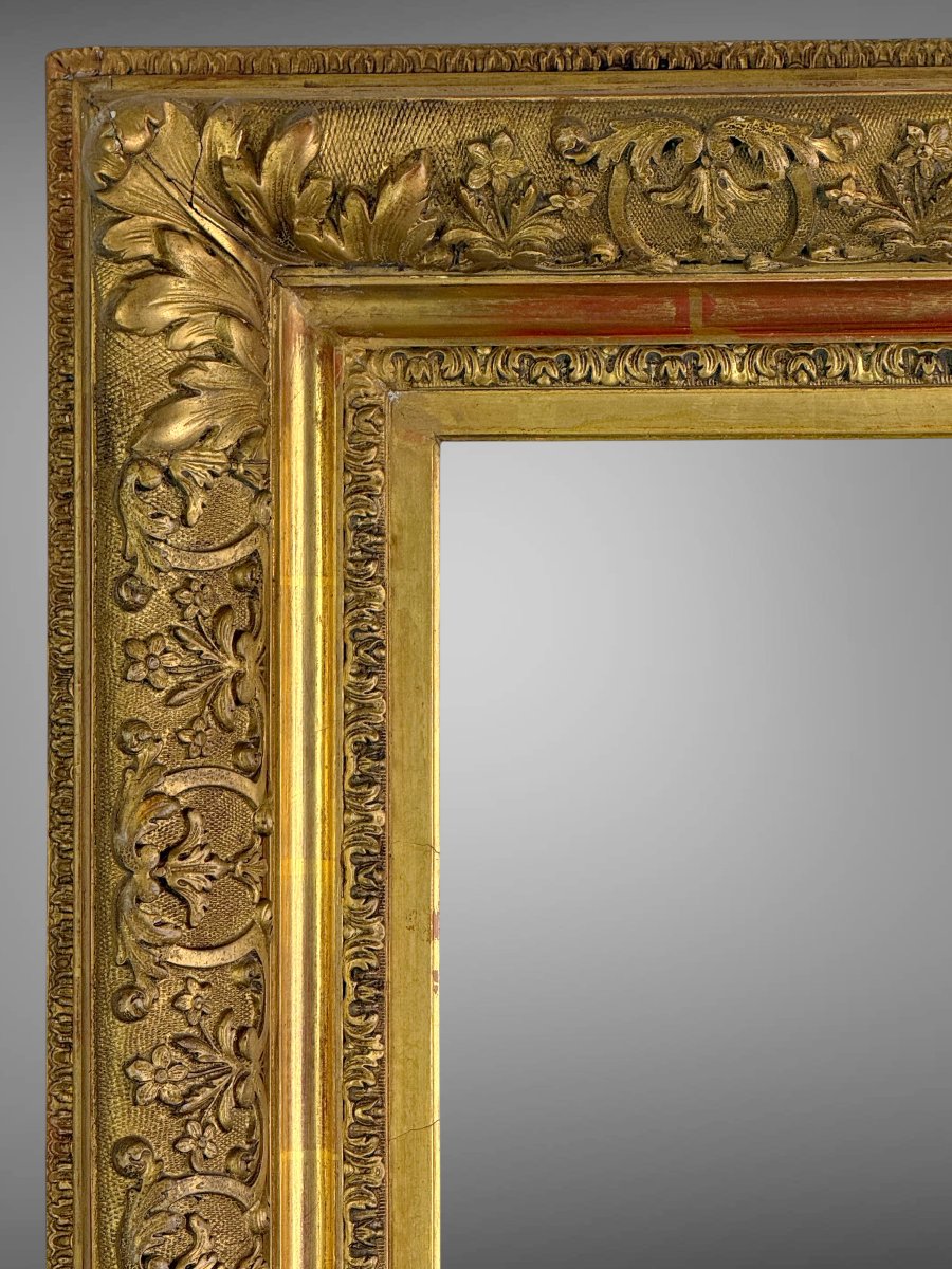 CADRE ANCIEN STYLE LOUIS XIV EN BOIS ET STUC DORÉ POUR PEINTURE 37 cm x 29 cm-photo-3